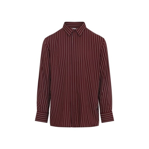 Saint Laurent Burgundy Vertical Stripe Shirt - NWT - Picture 1 of 3